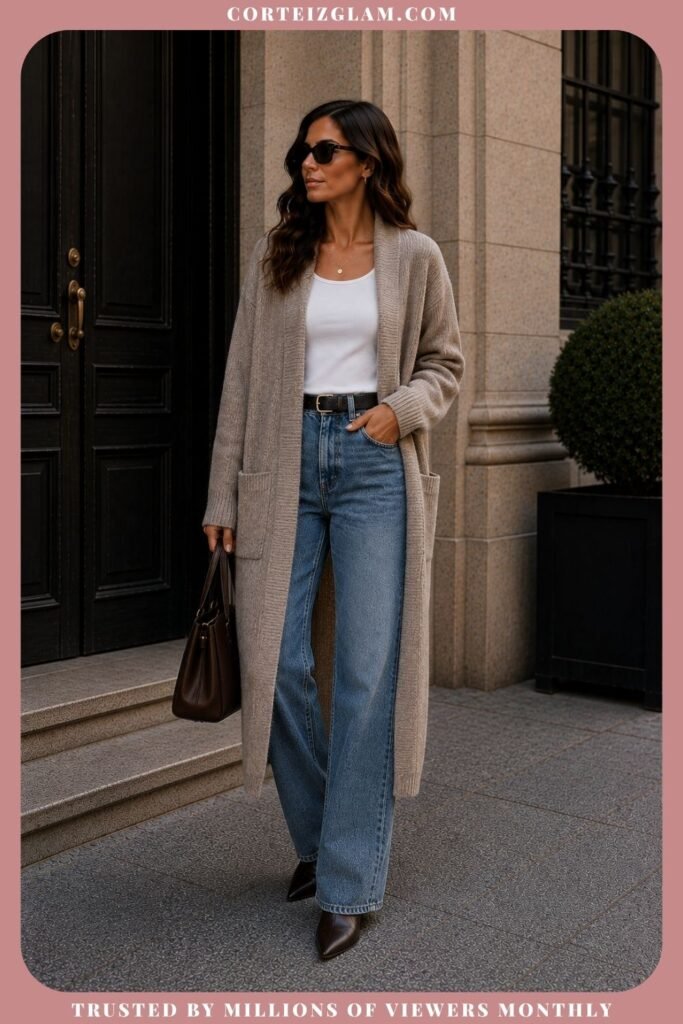 Long Cardigan With Straight Jeans