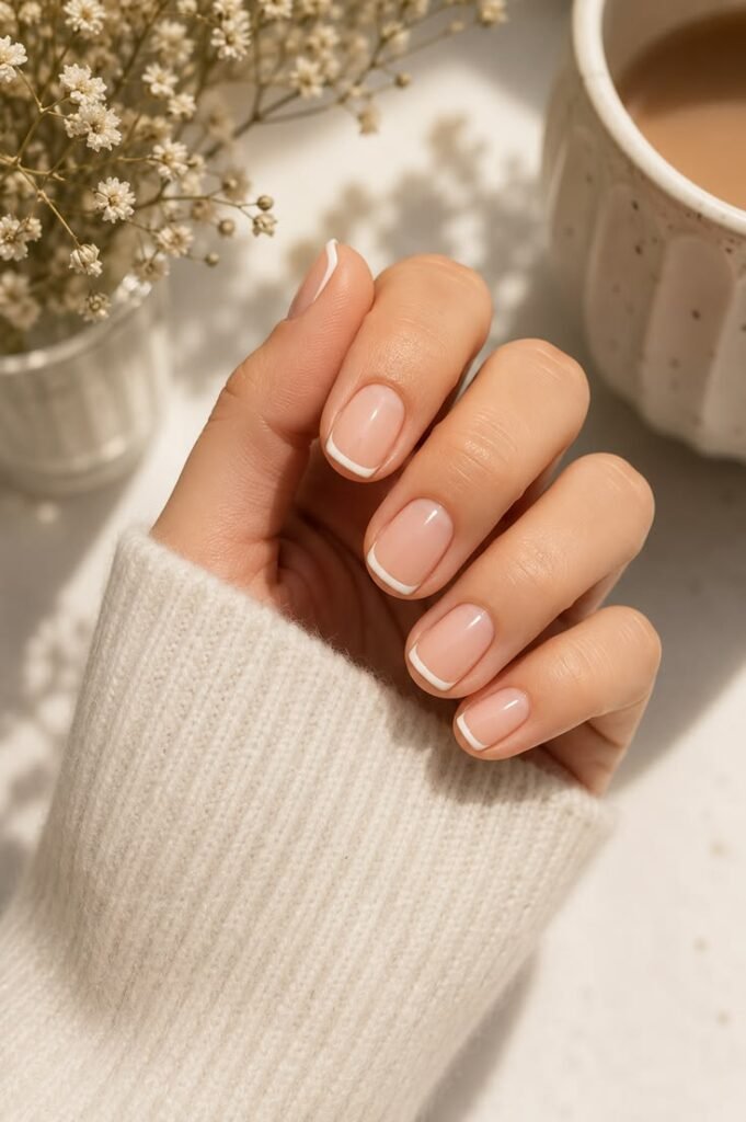 Micro French Tips for Effortlessly Polished Short Nails