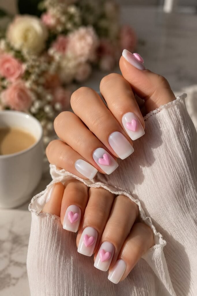Milky Hearts on a Sheer Base for Soft Summer Romance