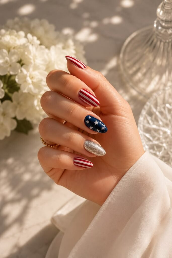 Mixed Stripes, Stars, and Glitter Statement Set