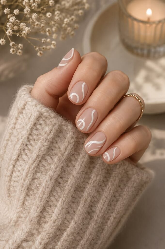 Nude Swirl Nails for a Soft Summer Look
