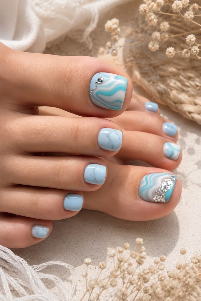 Ocean Marble Blue Pedicure