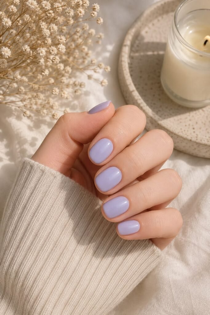 Pale Lilac Short Nails With Soft Summer Elegance