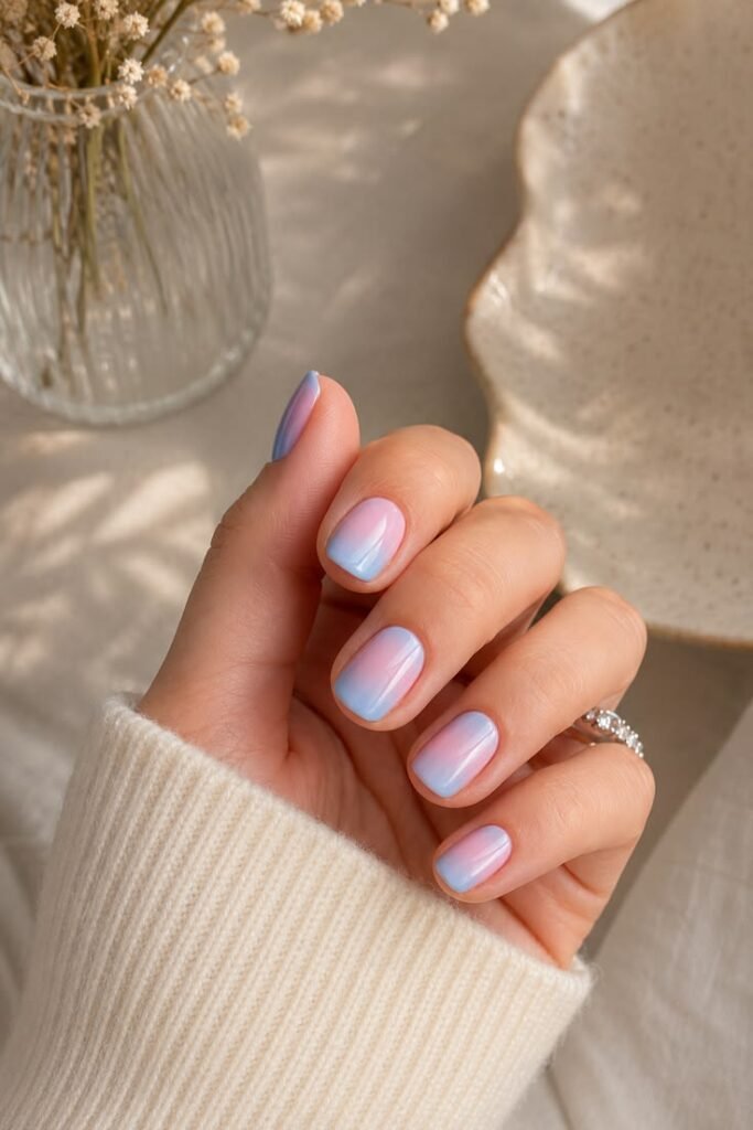 Pastel Ombré Short Gel Nails