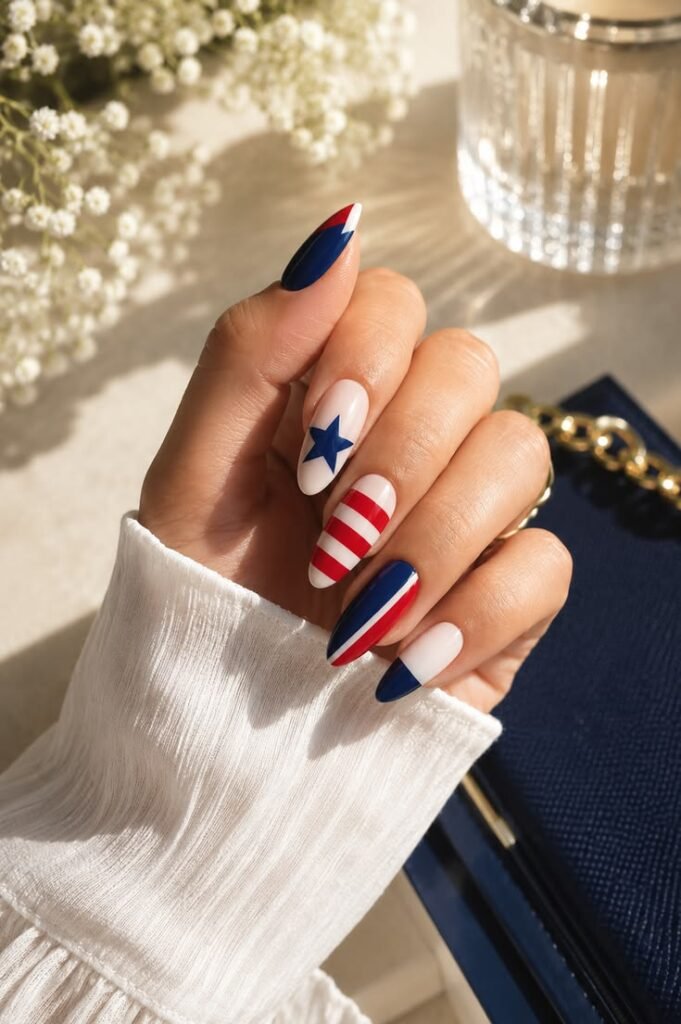 Red, White, and Blue Swirls With a Bold Star