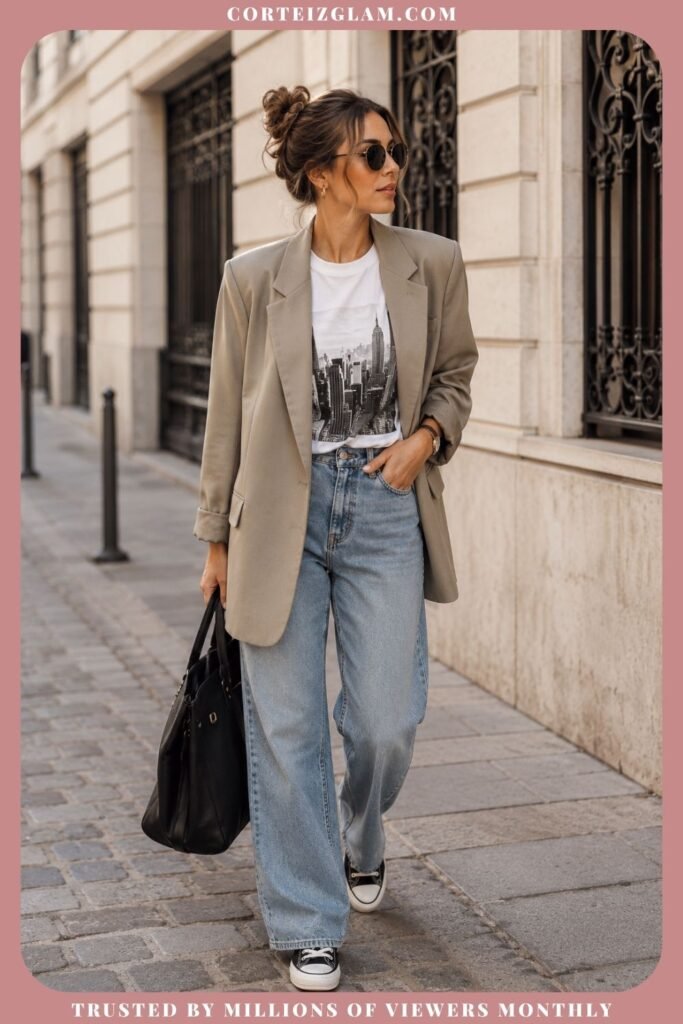 Relaxed Blazer With a Graphic Tee