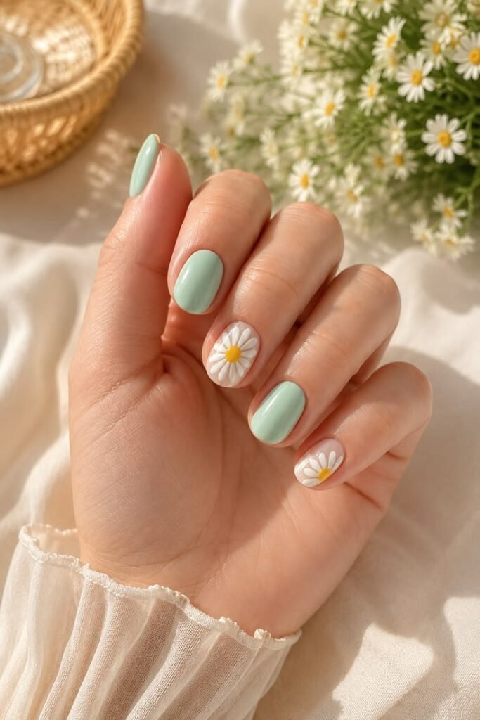 Sage Green With Daisy Accents for a Fresh Summer Look