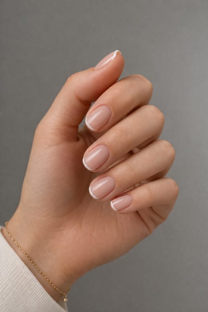 Sheer Nude Glossy Short Gel Nails
