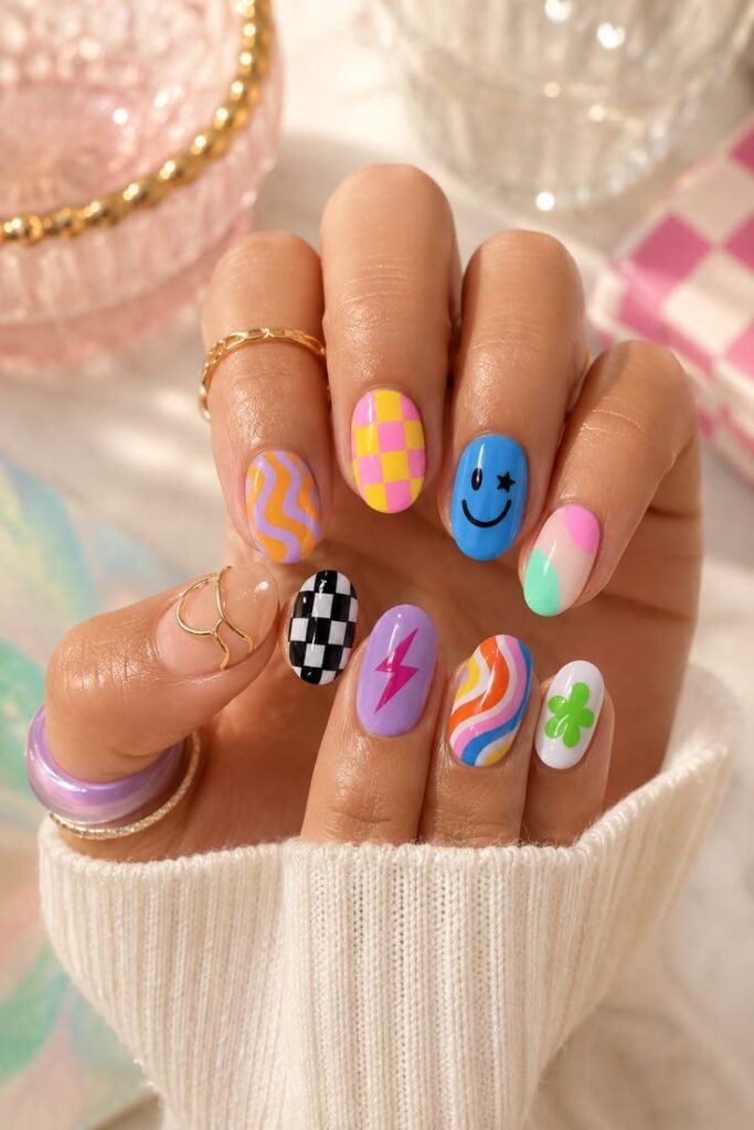 Skittle Mix Nail Art