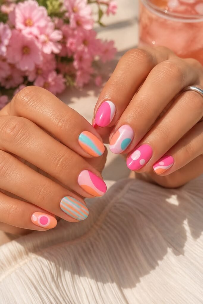 Soft Sunset Sherbet Funky Summer Nails