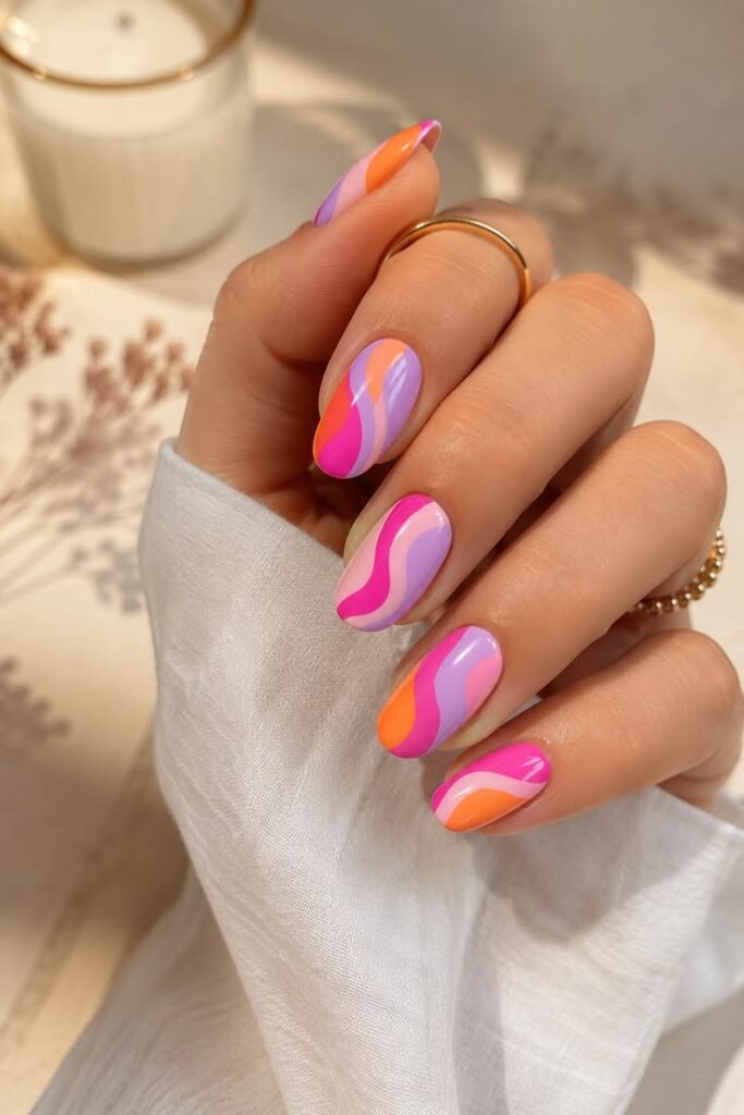 Sorbet Swirl Short Nails
