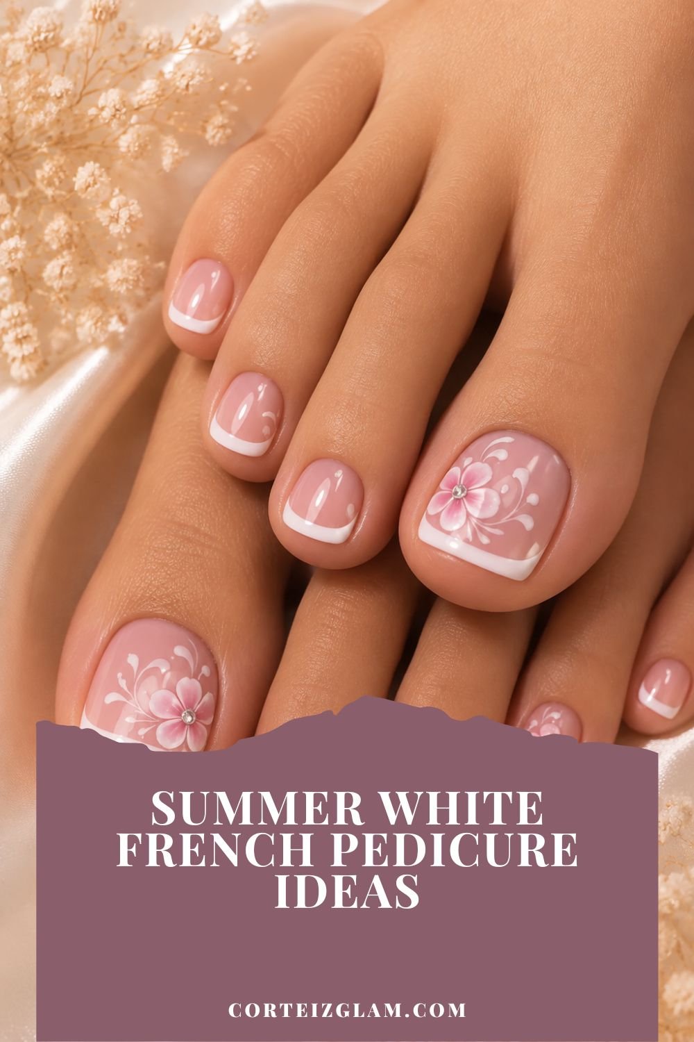Summer White French Pedicure Ideas