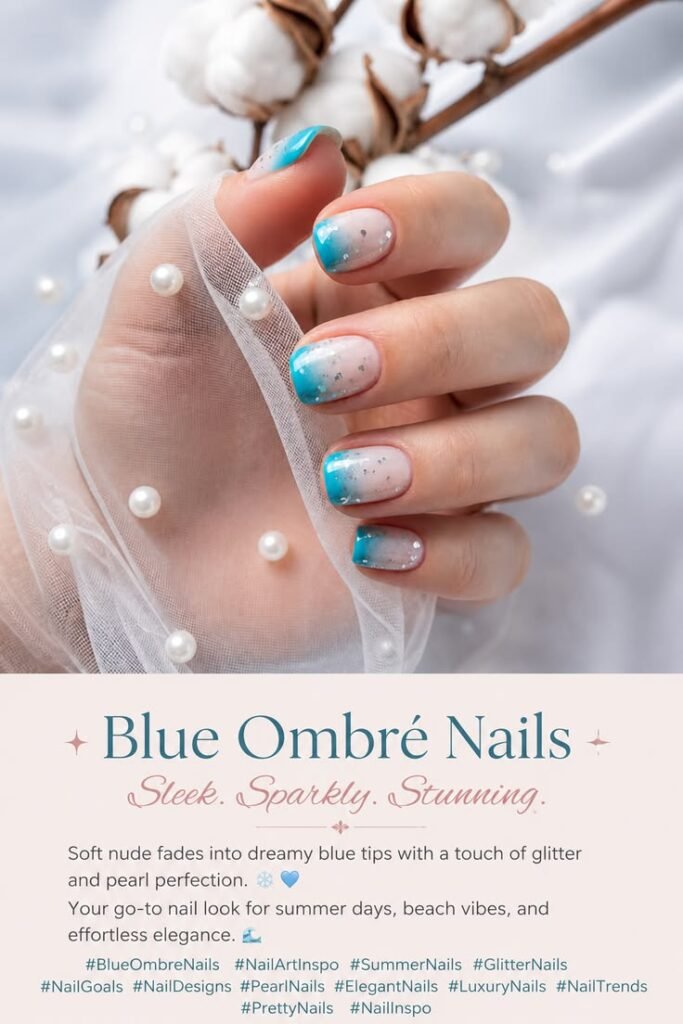 Turquoise Ombre Mermaid Nails
